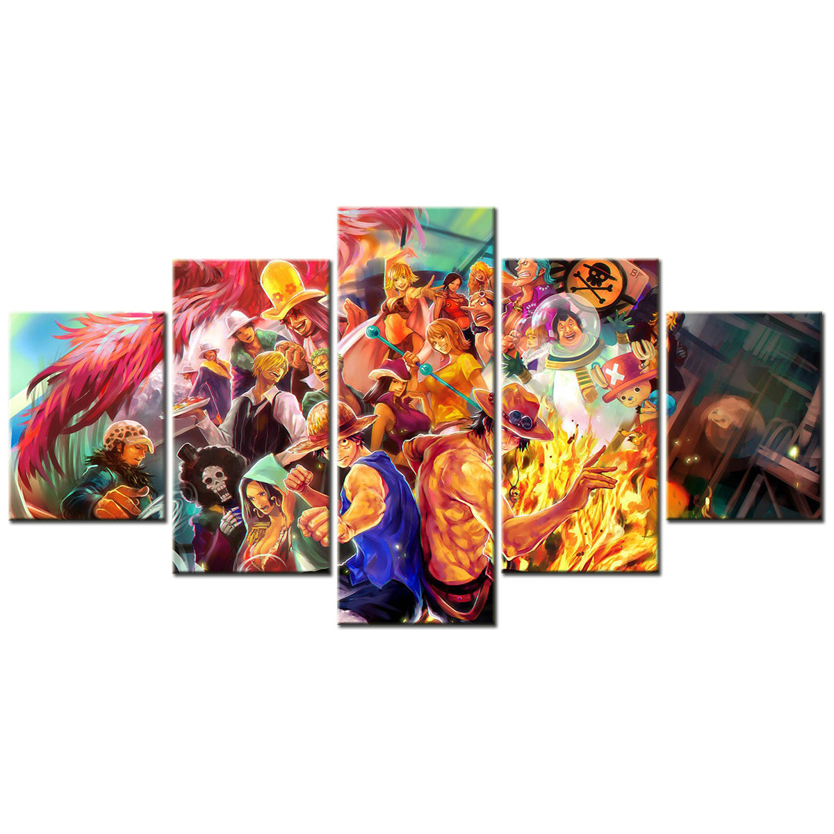 One Piece - 5 Pieces Wall Art - Monkey D. Luffy - Portgas D. Ace - Printed Wall Pictures Home Decor - One Piece Poster - One Piece Canvas