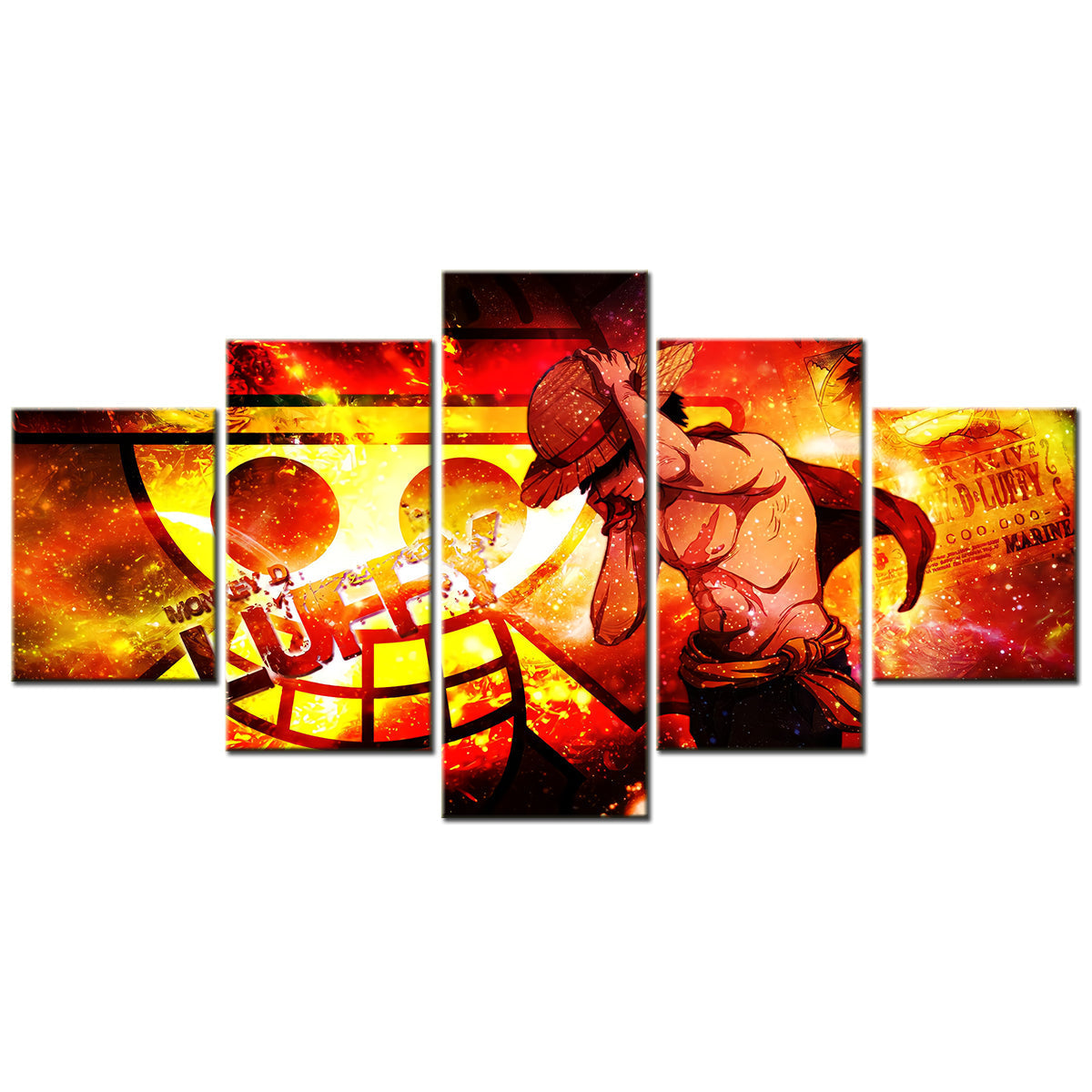 One Piece - 5 Pieces Wall Art - Monkey D. Luffy 6 - Printed Wall Pictures Home Decor - One Piece Poster - One Piece Canvas