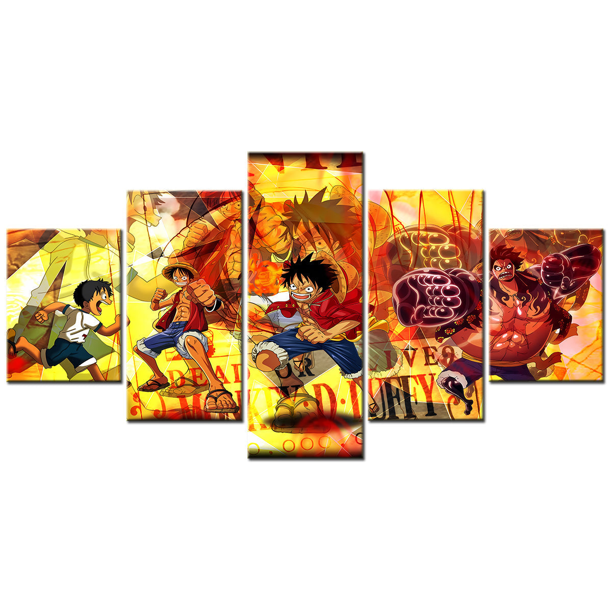 One Piece - 5 Pieces Wall Art - Monkey D. Luffy 4 - Printed Wall Pictures Home Decor - One Piece Poster - One Piece Canvas