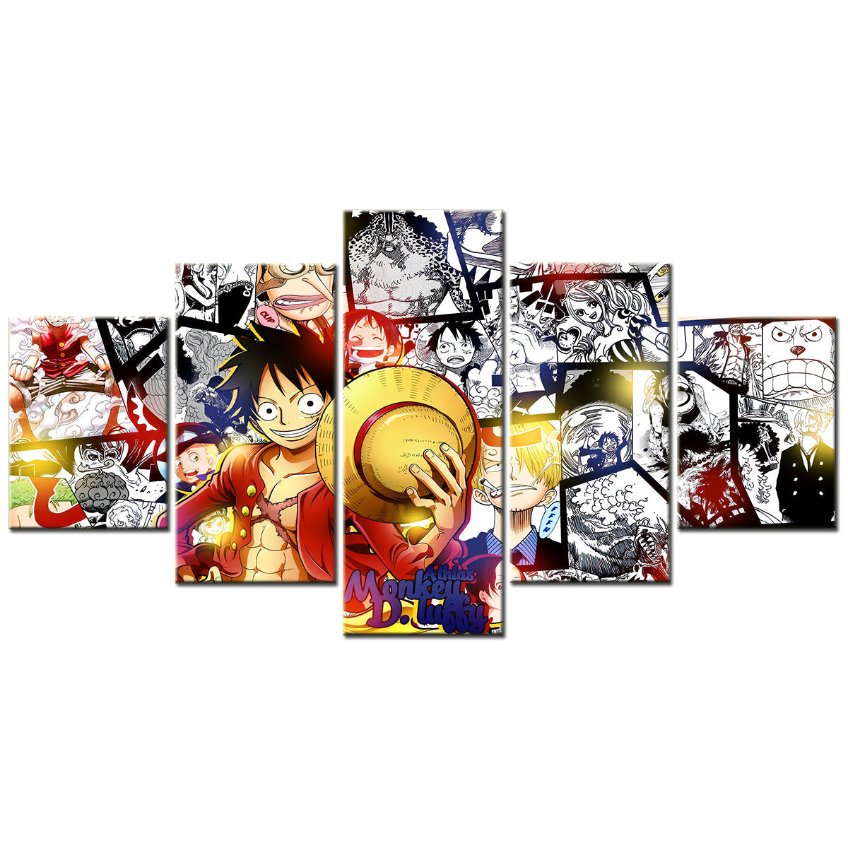 One Piece - 5 Pieces Wall Art - Monkey D. Luffy 10 - Printed Wall Pictures Home Decor - One Piece Poster - One Piece Canvas