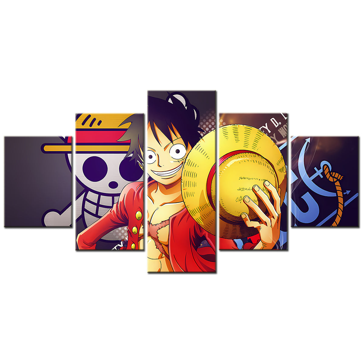 One Piece - 5 Pieces Wall Art - Monkey D. Luffy 5 - Printed Wall Pictures Home Decor - One Piece Poster - One Piece Canvas