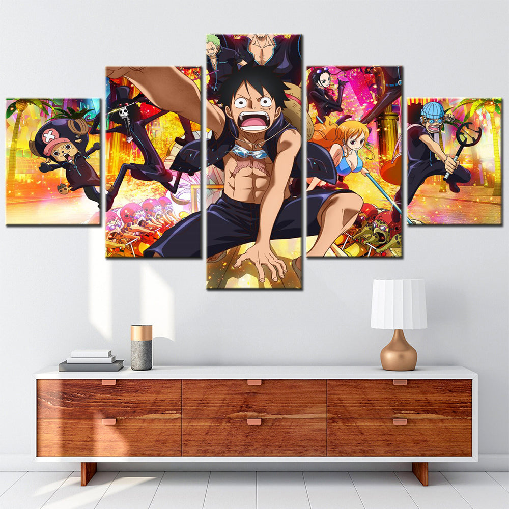 One Piece - 5 Pieces Wall Art - Monkey D. Luffy 12 - Printed Wall Pictures Home Decor - One Piece Poster - One Piece Canvas