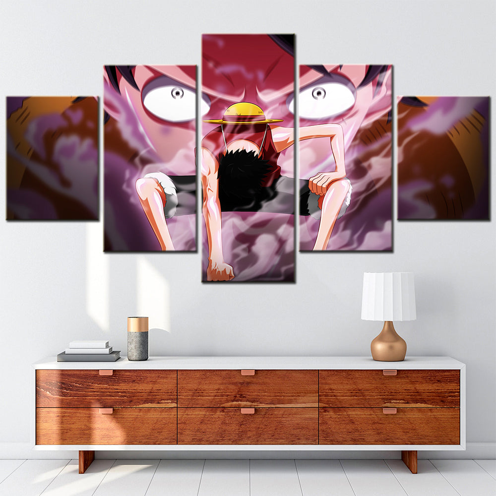 One Piece - 5 Pieces Wall Art - Monkey D. Luffy 14 - Printed Wall Pictures Home Decor - One Piece Poster - One Piece Canvas