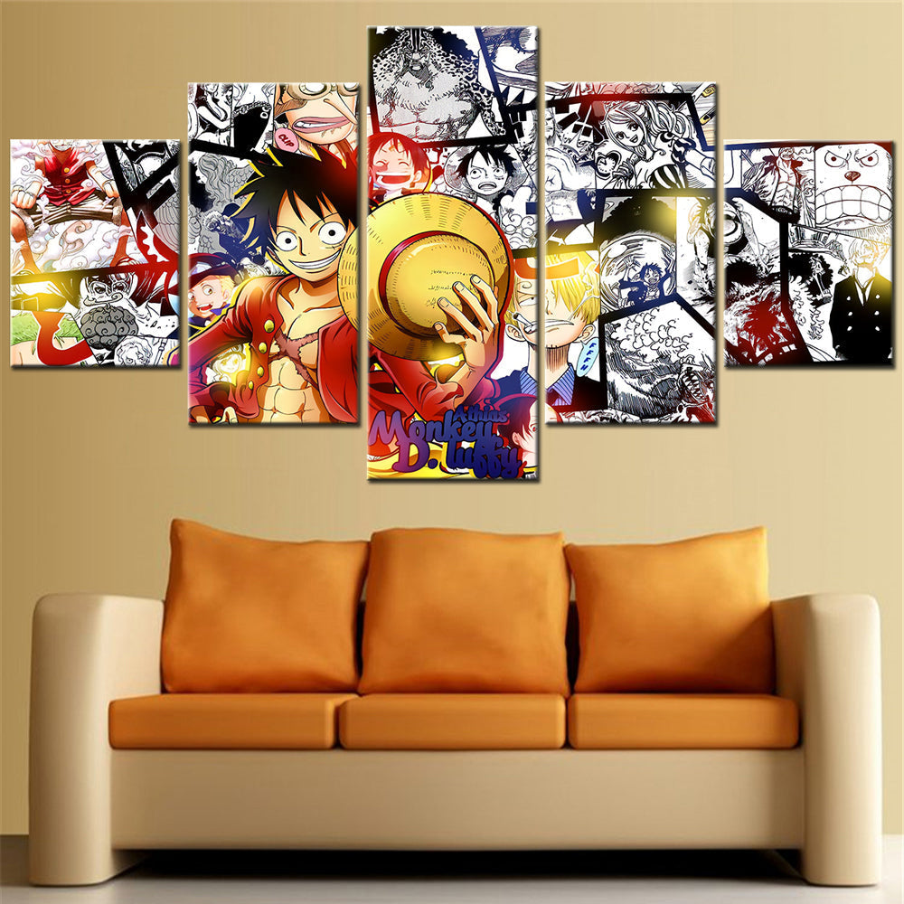 One Piece - 5 Pieces Wall Art - Monkey D. Luffy 10 - Printed Wall Pictures Home Decor - One Piece Poster - One Piece Canvas