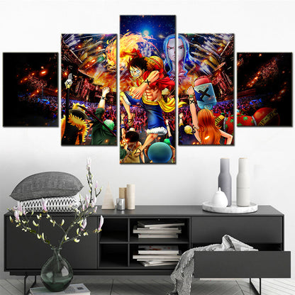 One Piece - 5 Pieces Wall Art - Monkey D. Luffy 8 - Printed Wall Pictures Home Decor - One Piece Poster - One Piece Canvas