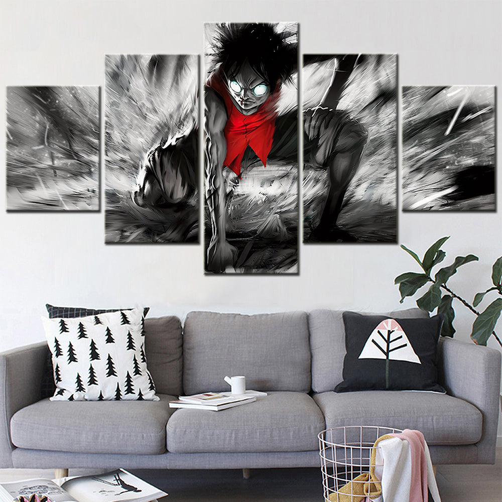 One Piece - 5 Pieces Wall Art - Monkey D. Luffy 11 - Printed Wall Pictures Home Decor - One Piece Poster - One Piece Canvas