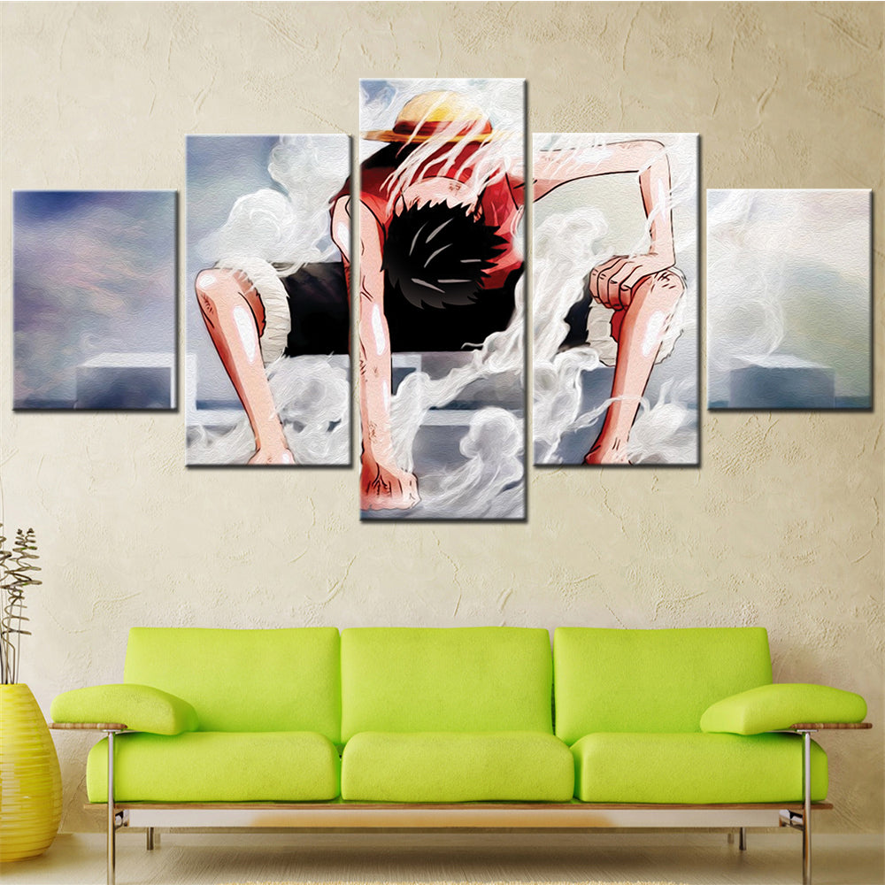 One Piece - 5 Pieces Wall Art - Monkey D. Luffy 3 - Printed Wall Pictures Home Decor - One Piece Poster - One Piece Canvas