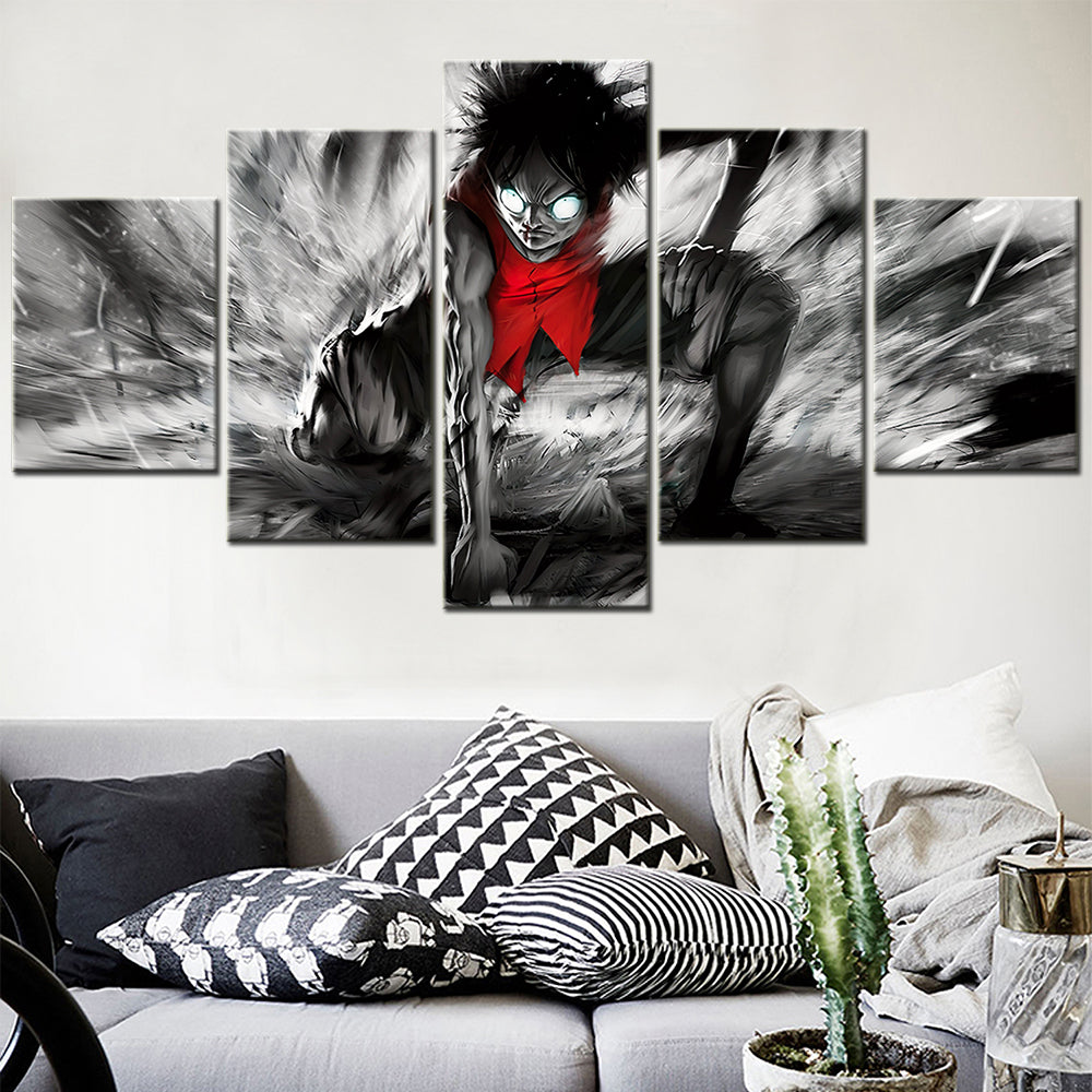 One Piece - 5 Pieces Wall Art - Monkey D. Luffy 11 - Printed Wall Pictures Home Decor - One Piece Poster - One Piece Canvas