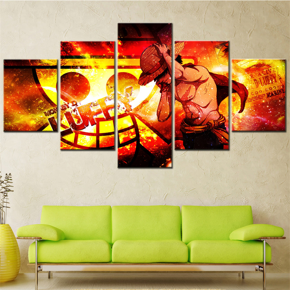 One Piece - 5 Pieces Wall Art - Monkey D. Luffy 6 - Printed Wall Pictures Home Decor - One Piece Poster - One Piece Canvas