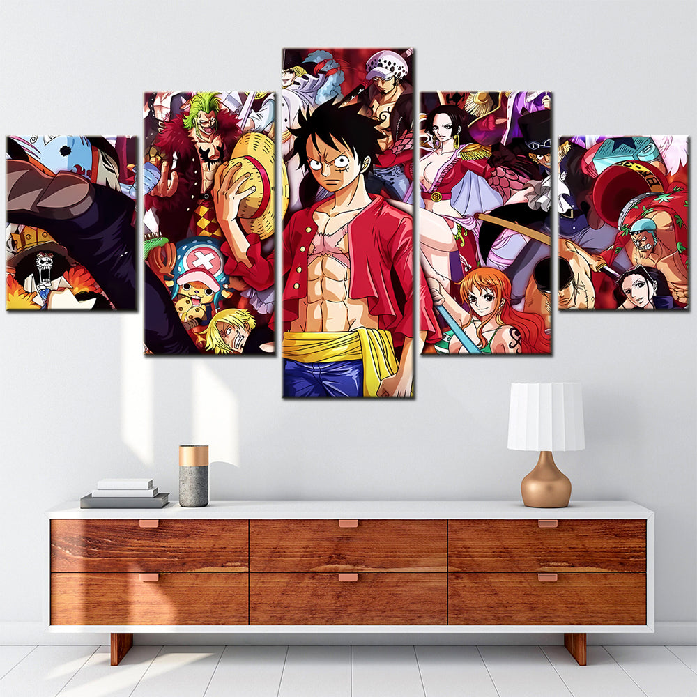 One Piece - 5 Pieces Wall Art - Monkey D. Luffy - Roronoa Zoro - Nami - Nico Robin - Sanji - Usopp 2 - Printed Wall Pictures Home Decor - One Piece Poster - One Piece Canvas