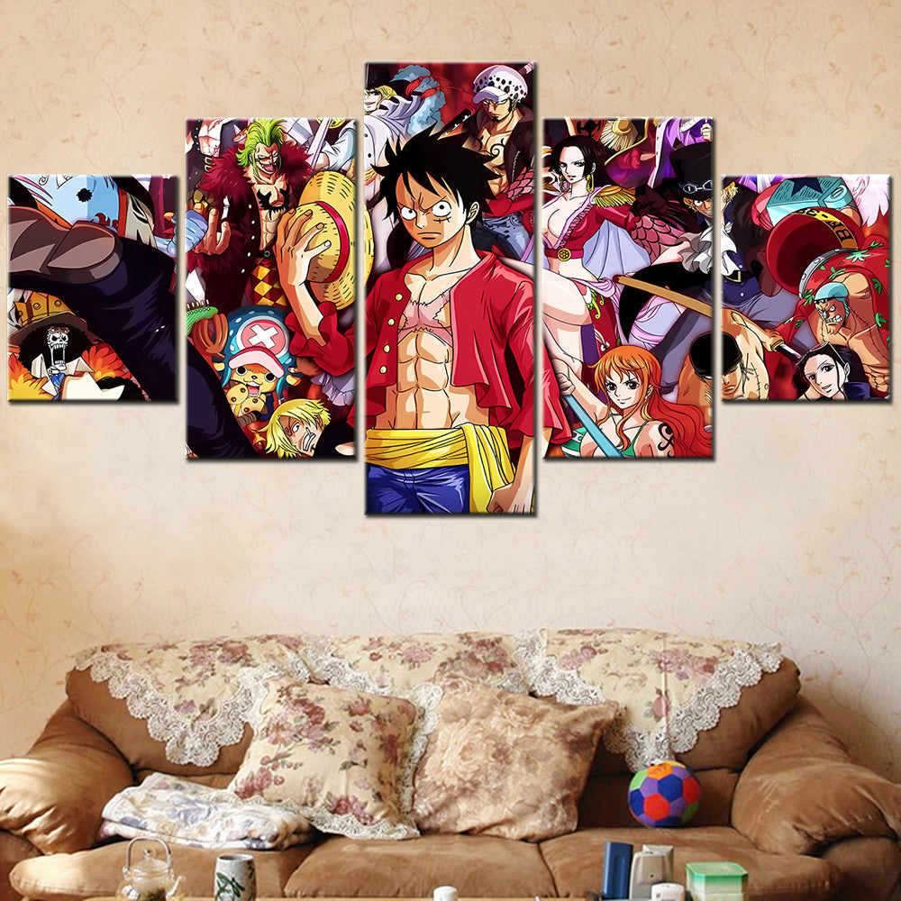 One Piece - 5 Pieces Wall Art - Monkey D. Luffy - Roronoa Zoro - Nami - Nico Robin - Sanji - Usopp 2 - Printed Wall Pictures Home Decor - One Piece Poster - One Piece Canvas