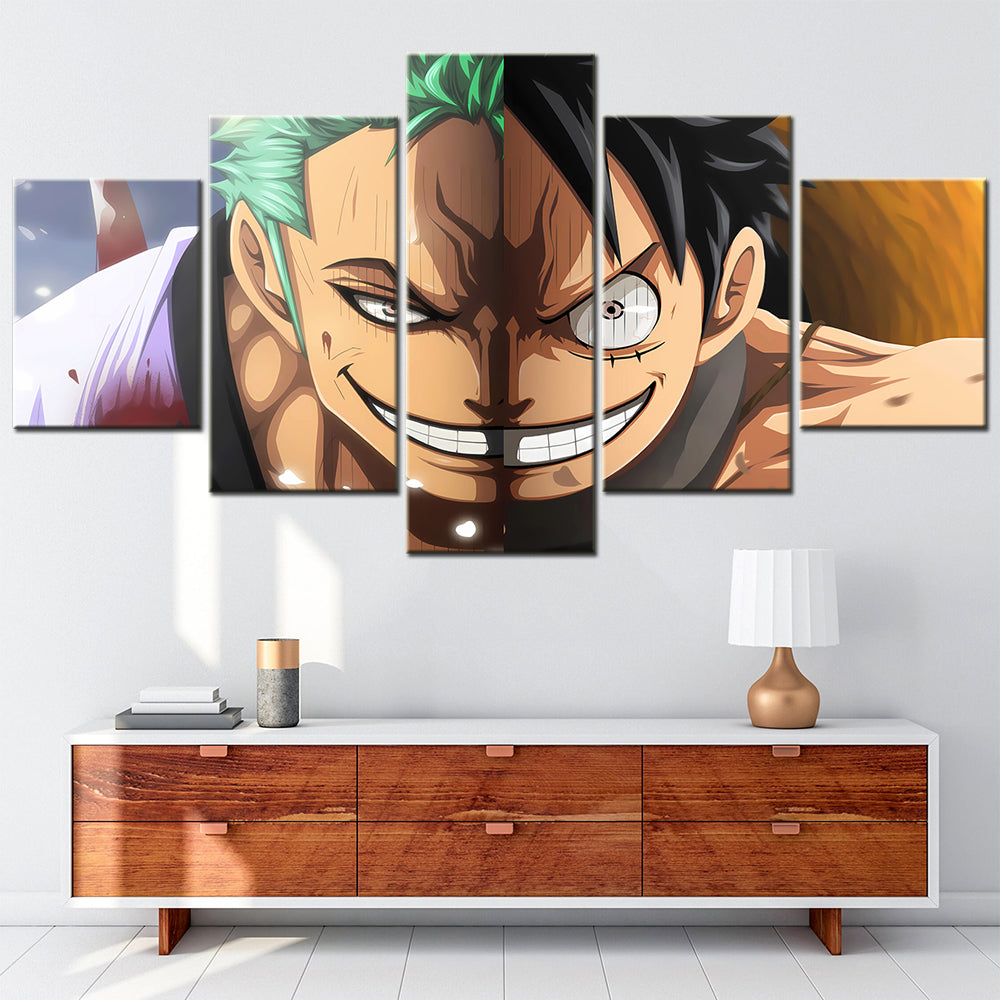 One Piece - 5 Pieces Wall Art - Monkey D. Luffy - Roronoa Zoro - Printed Wall Pictures Home Decor - One Piece Poster - One Piece Canvas