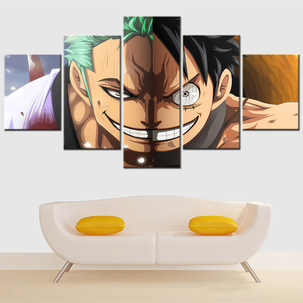 One Piece - 5 Pieces Wall Art - Monkey D. Luffy - Roronoa Zoro - Printed Wall Pictures Home Decor - One Piece Poster - One Piece Canvas