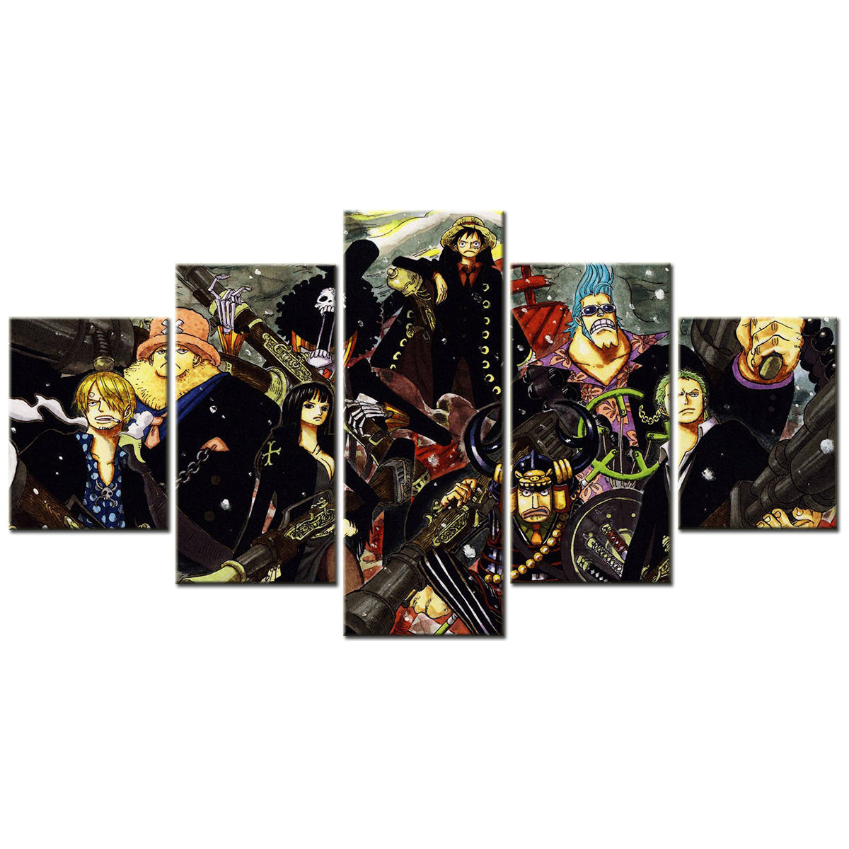 One Piece - 5 Pieces Wall Art - Monkey D. Luffy - Roronoa Zoro - Sanji - Brook - Nico Robin - Printed Wall Pictures Home Decor - One Piece Poster - One Piece Canvas