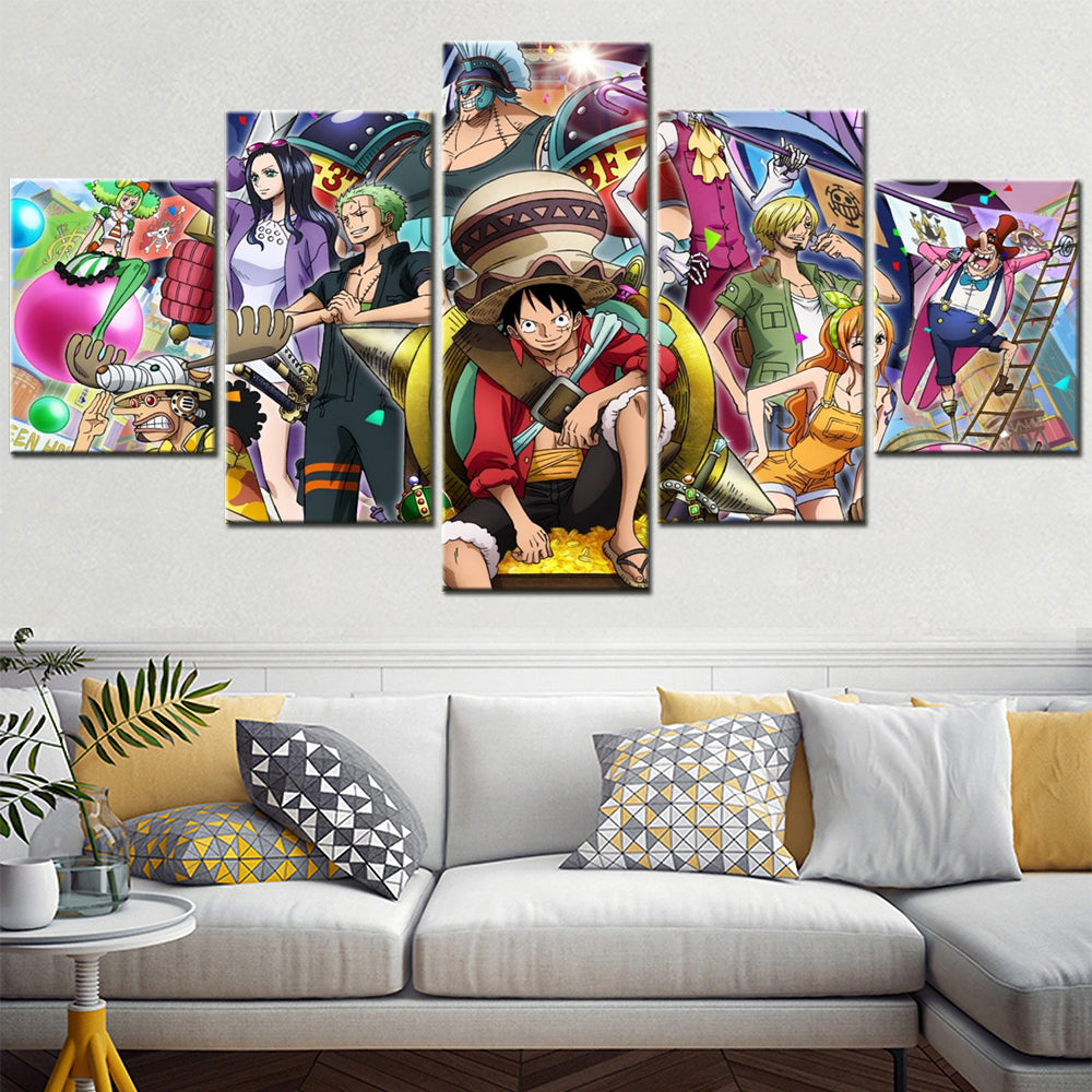 One Piece - 5 Pieces Wall Art - Monkey D. Luffy - Roronoa Zoro - Sanji - Nami - Nico Robin 2 - Printed Wall Pictures Home Decor - One Piece Poster - One Piece Canvas