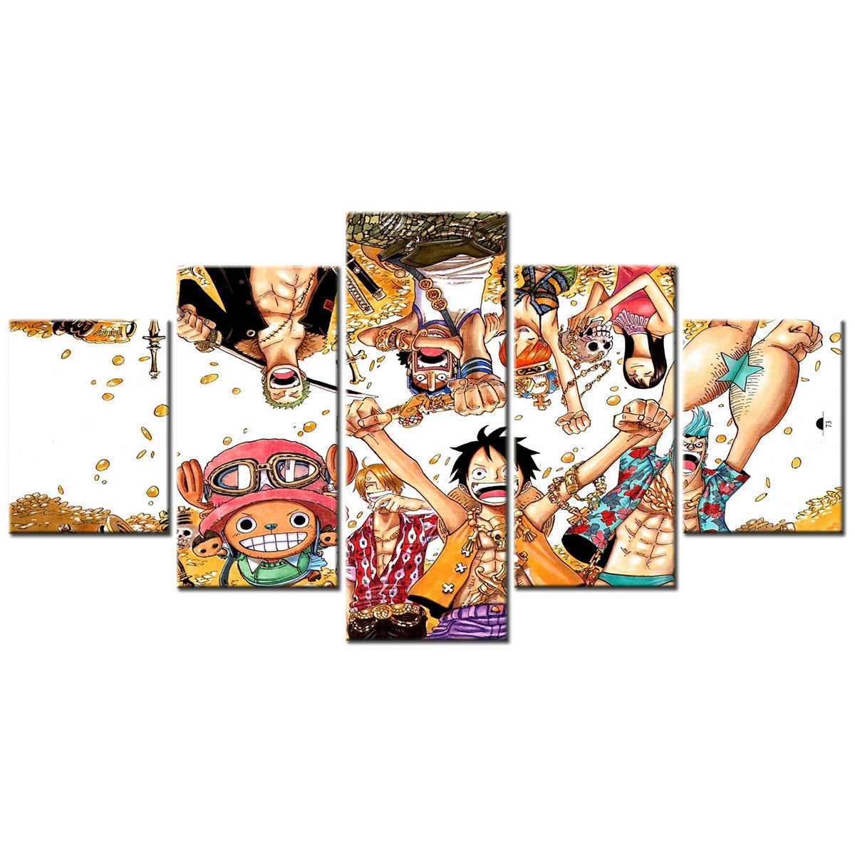 One Piece - 5 Pieces Wall Art - Monkey D. Luffy - Roronoa Zoro - Sanji - Usopp - Nami - Nico Robin 3 - Printed Wall Pictures Home Decor - One Piece Poster - One Piece Canvas