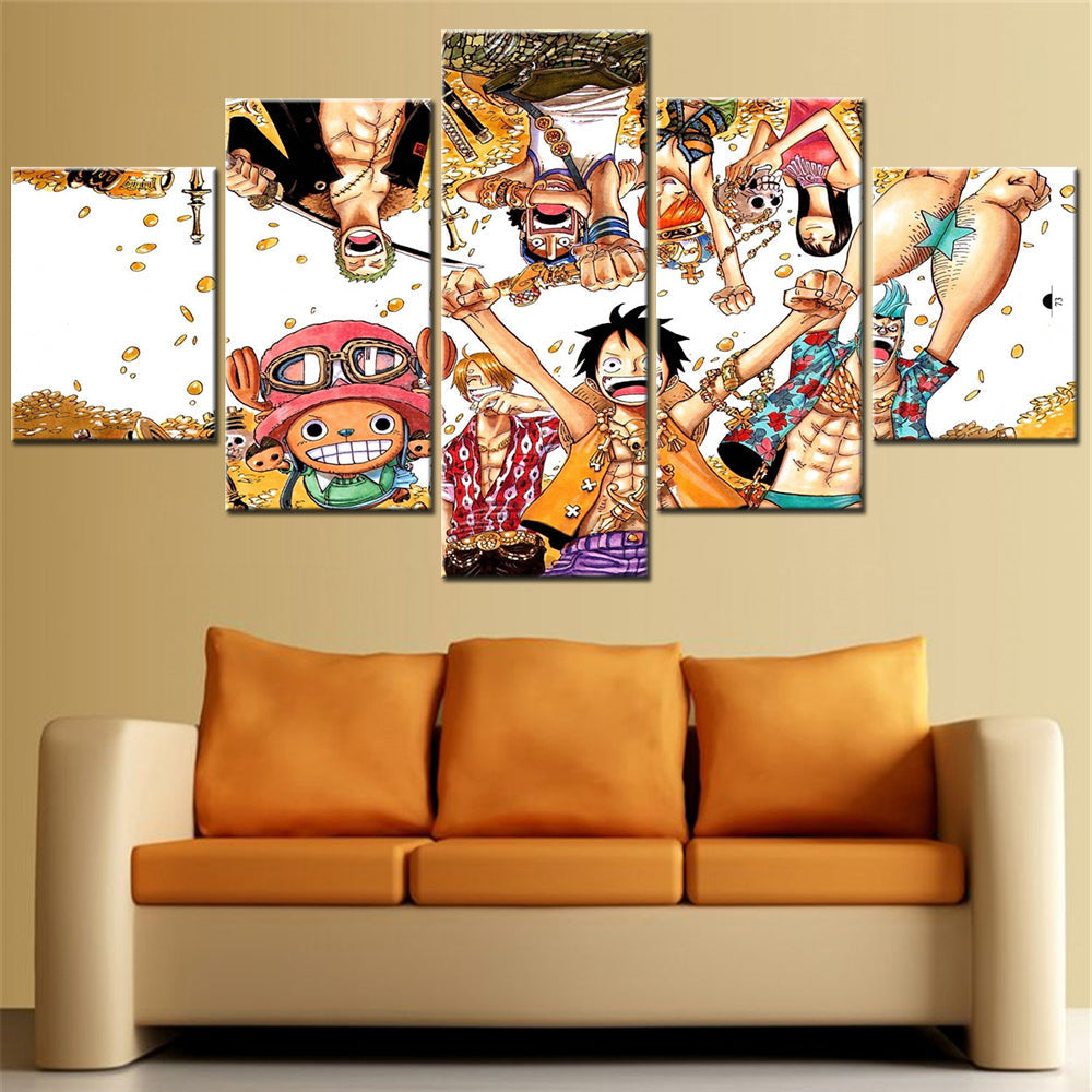 One Piece - 5 Pieces Wall Art - Monkey D. Luffy - Roronoa Zoro - Sanji - Usopp - Nami - Nico Robin 3 - Printed Wall Pictures Home Decor - One Piece Poster - One Piece Canvas