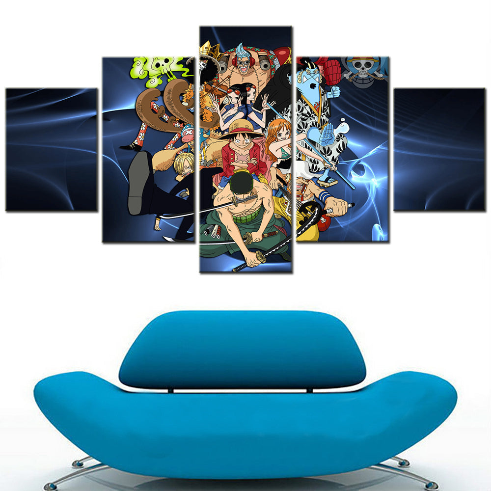 One Piece - 5 Pieces Wall Art - Monkey D. Luffy - Roronoa Zoro - Sanji - Usopp - Nami - Nico Robin 2 - Printed Wall Pictures Home Decor - One Piece Poster - One Piece Canvas