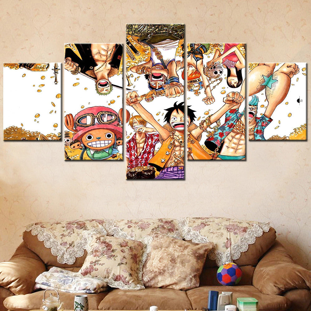 One Piece - 5 Pieces Wall Art - Monkey D. Luffy - Roronoa Zoro - Sanji - Usopp - Nami - Nico Robin 3 - Printed Wall Pictures Home Decor - One Piece Poster - One Piece Canvas