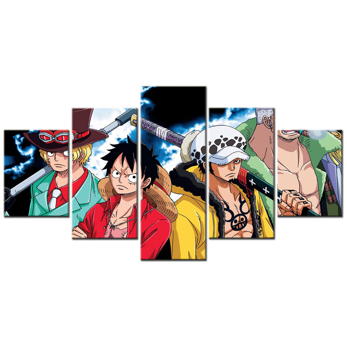 One Piece - 5 Pieces Wall Art - Monkey D. Luffy - Roronoa Zoro - Trafalgar D. Water Law - Sabo - Printed Wall Pictures Home Decor - One Piece Poster - One Piece Canvas