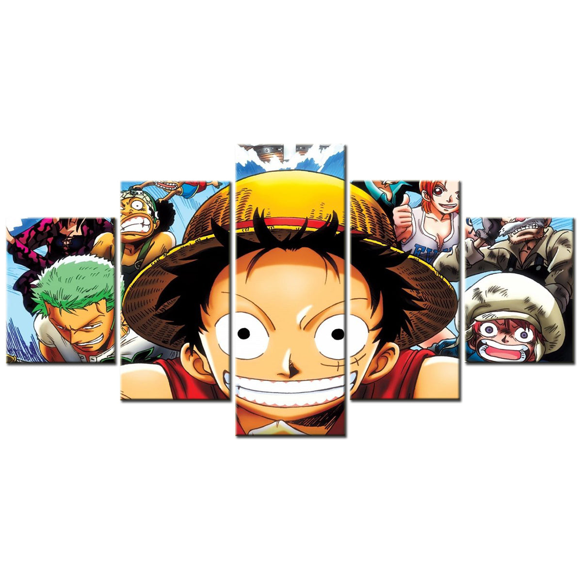 One Piece - 5 Pieces Wall Art - Monkey D. Luffy - Roronoa Zoro - Trafalgar D. Water Law - Usopp - Nami - Printed Wall Pictures Home Decor - One Piece Poster - One Piece Canvas