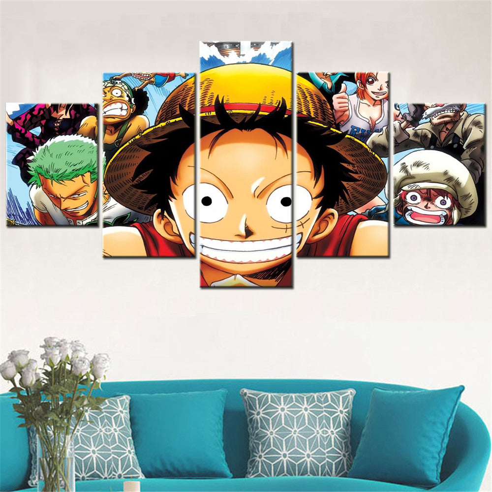 One Piece - 5 Pieces Wall Art - Monkey D. Luffy - Roronoa Zoro - Trafalgar D. Water Law - Usopp - Nami - Printed Wall Pictures Home Decor - One Piece Poster - One Piece Canvas