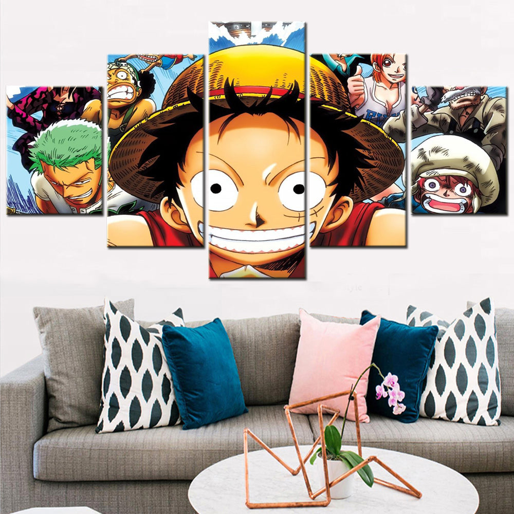 One Piece - 5 Pieces Wall Art - Monkey D. Luffy - Roronoa Zoro - Trafalgar D. Water Law - Usopp - Nami - Printed Wall Pictures Home Decor - One Piece Poster - One Piece Canvas