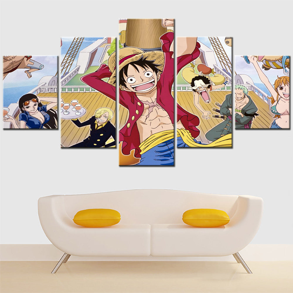 One Piece - 5 Pieces Wall Art - Monkey D. Luffy - Roronoa Zoro - Usopp - Nami - Nico Robin - Printed Wall Pictures Home Decor - One Piece Poster - One Piece Canvas