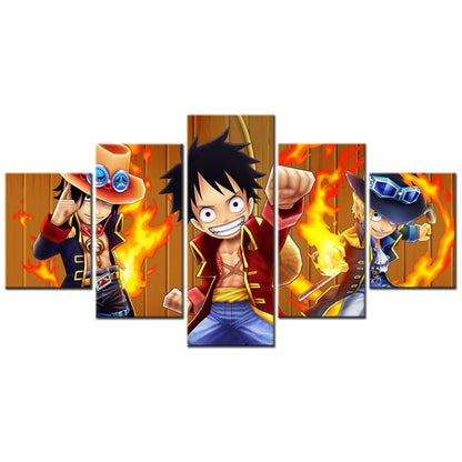 One Piece - 5 Pieces Wall Art - Monkey D. Luffy - Sabo - Eustass Kid - Printed Wall Pictures Home Decor - One Piece Poster - One Piece Canvas