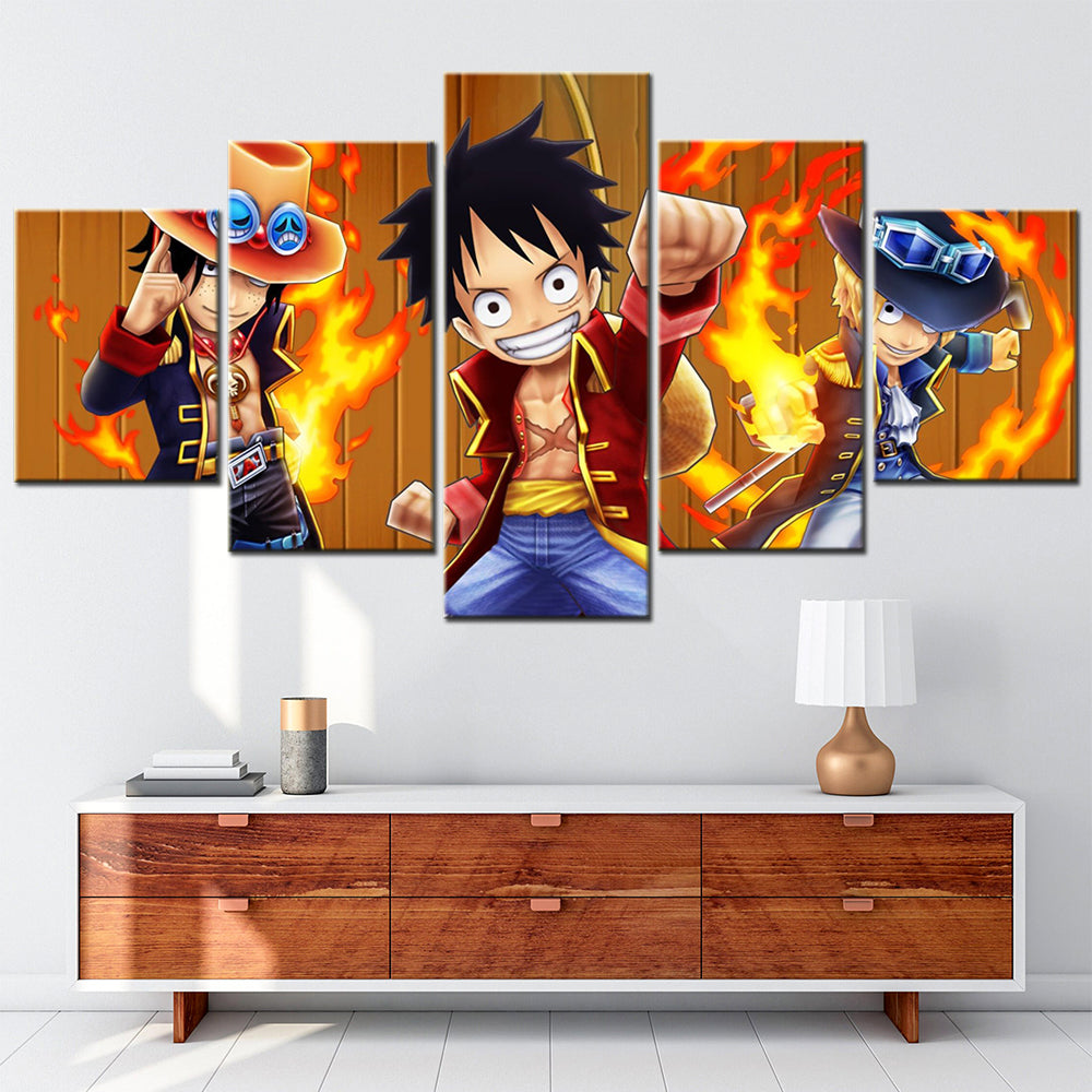 One Piece - 5 Pieces Wall Art - Monkey D. Luffy - Sabo - Eustass Kid - Printed Wall Pictures Home Decor - One Piece Poster - One Piece Canvas