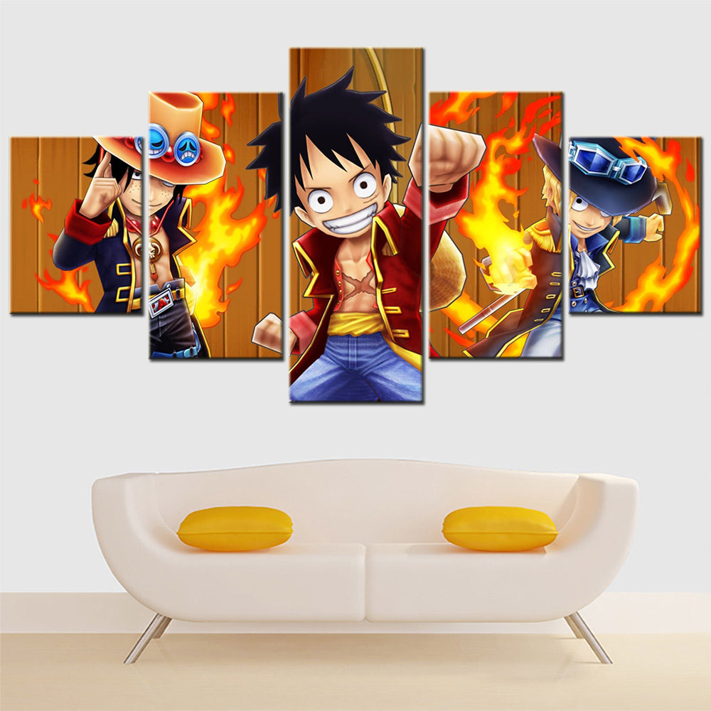 One Piece - 5 Pieces Wall Art - Monkey D. Luffy - Sabo - Eustass Kid - Printed Wall Pictures Home Decor - One Piece Poster - One Piece Canvas