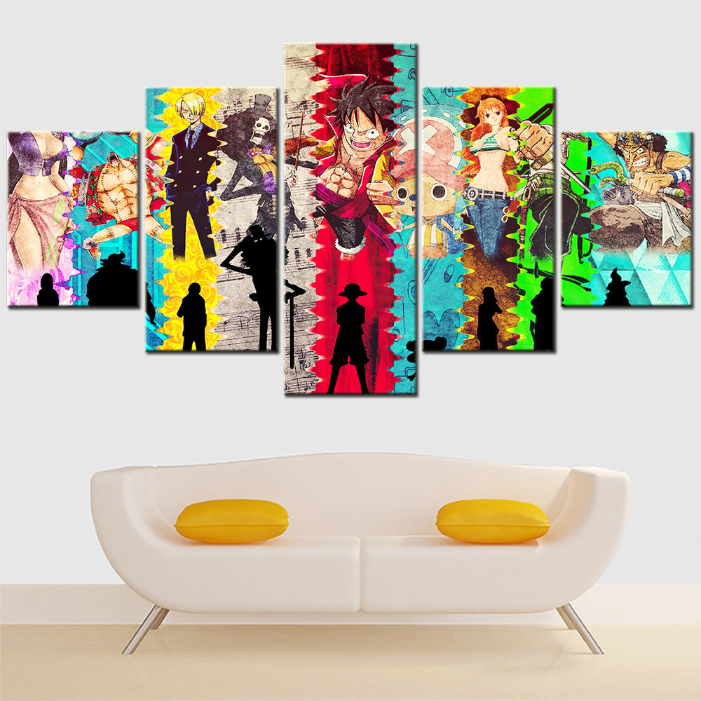 One Piece - 5 Pieces Wall Art - Monkey D. Luffy - Sanji - Brook - Usopp - Nami - Nico Robin - Printed Wall Pictures Home Decor - One Piece Poster - One Piece Canvas