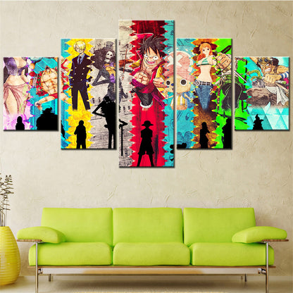 One Piece - 5 Pieces Wall Art - Monkey D. Luffy - Sanji - Brook - Usopp - Nami - Nico Robin - Printed Wall Pictures Home Decor - One Piece Poster - One Piece Canvas
