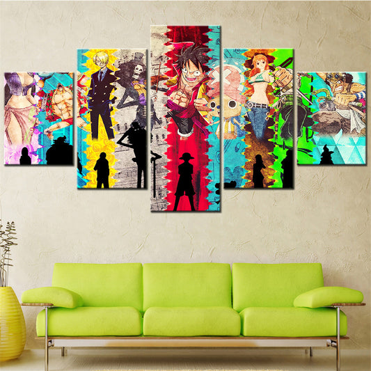 One Piece - 5 Pieces Wall Art - Monkey D. Luffy - Sanji - Brook - Usopp - Nami - Nico Robin - Printed Wall Pictures Home Decor - One Piece Poster - One Piece Canvas