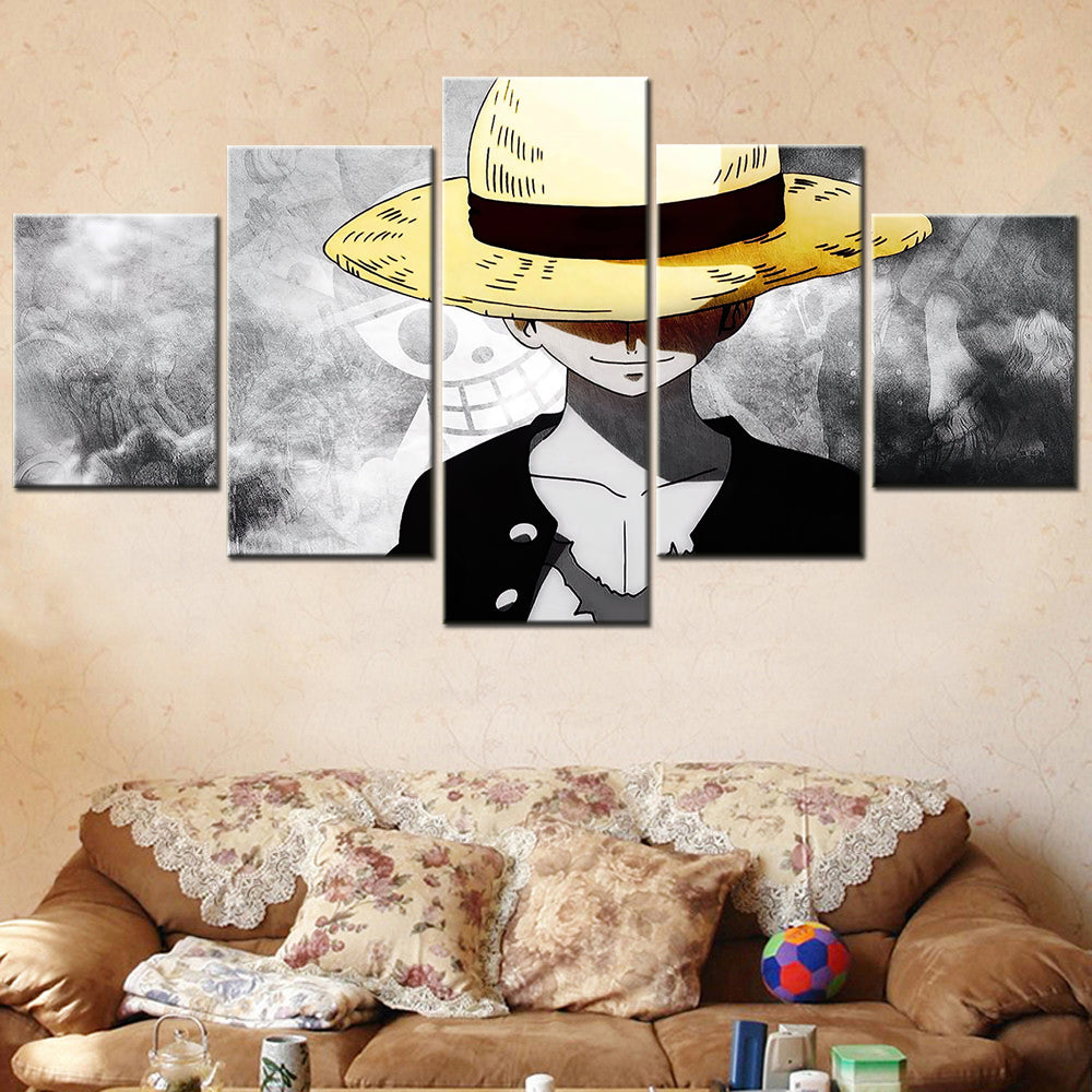 One Piece - 5 Pieces Wall Art - Monkey D. Luffy 2 - Printed Wall Pictures Home Decor - One Piece Poster - One Piece Canvas