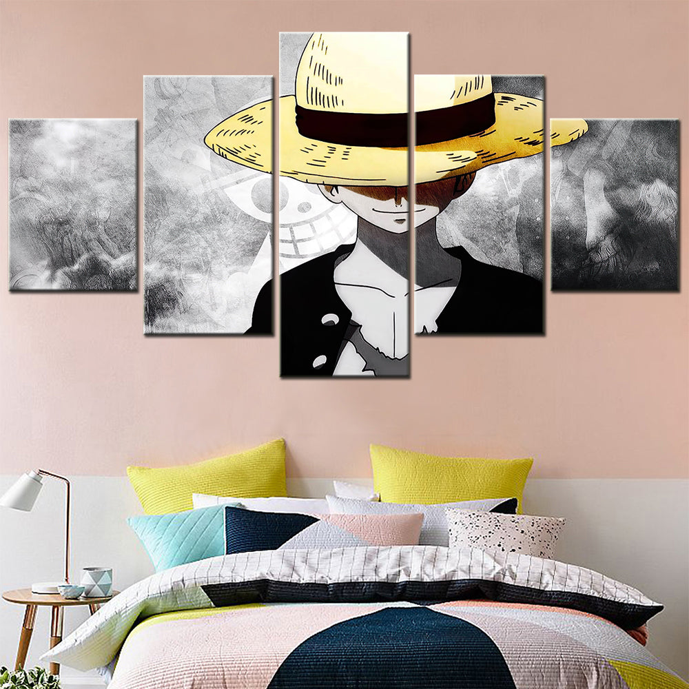 One Piece - 5 Pieces Wall Art - Monkey D. Luffy 2 - Printed Wall Pictures Home Decor - One Piece Poster - One Piece Canvas