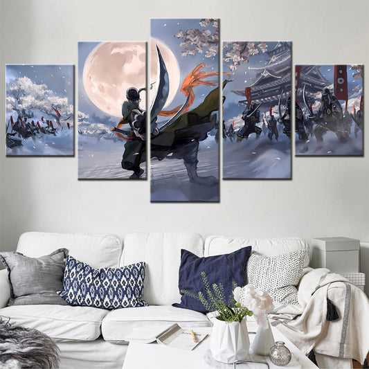 Samurai - 5 Pieces Wall Art - Ninja - Samurai - Printed Wall Pictures Home Decor - Samurai Poster - Samurai Canvas