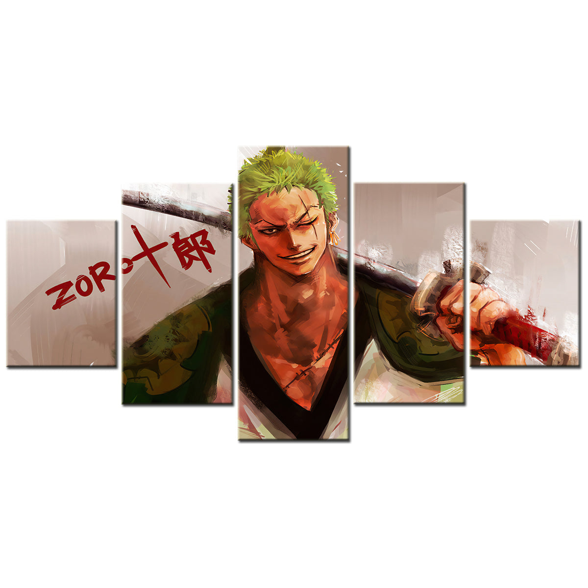 One Piece - 5 Pieces Wall Art - Roronoa Zoro - Printed Wall Pictures Home Decor - One Piece Poster - One Piece Canvas