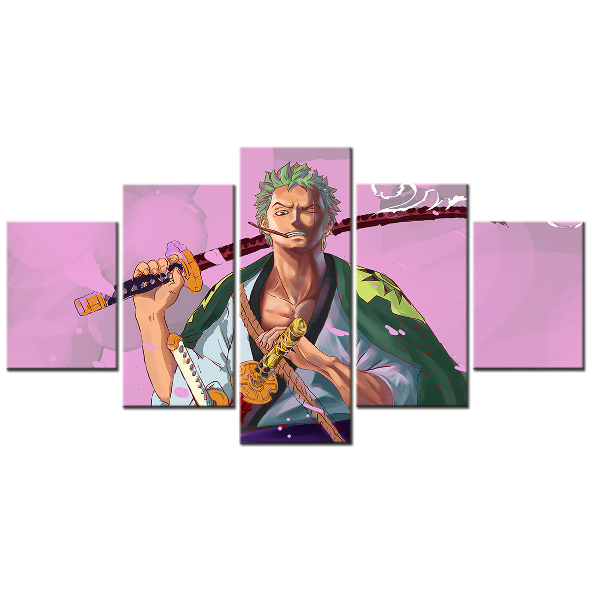 One Piece - 5 Pieces Wall Art - Roronoa Zoro 7 - Printed Wall Pictures Home Decor - One Piece Poster - One Piece Canvas