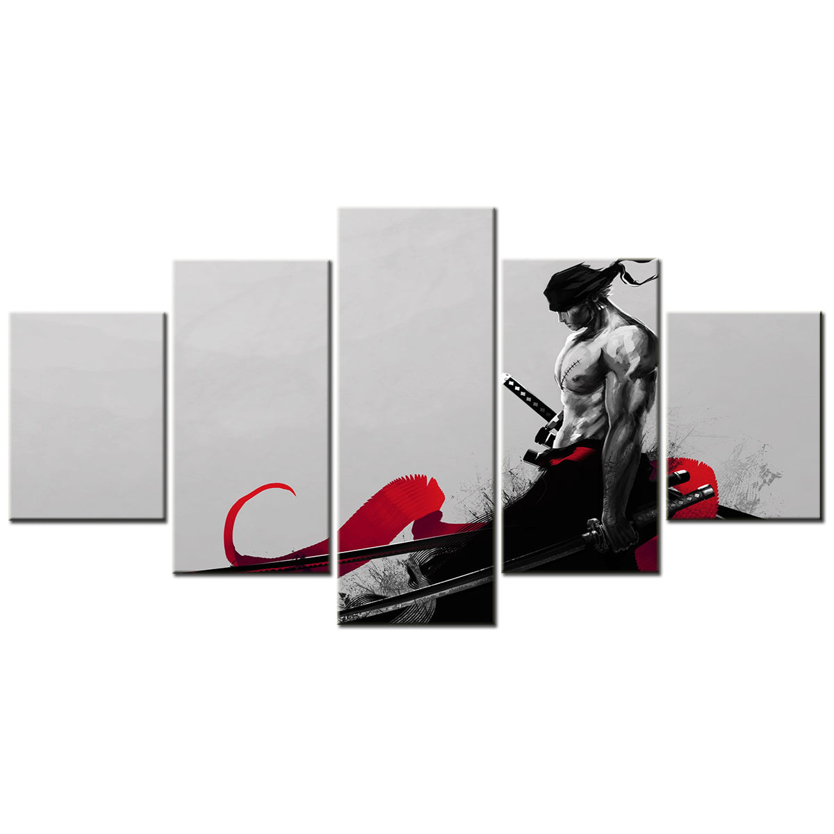 One Piece - 5 Pieces Wall Art - Roronoa Zoro 8 - Printed Wall Pictures Home Decor - One Piece Poster - One Piece Canvas