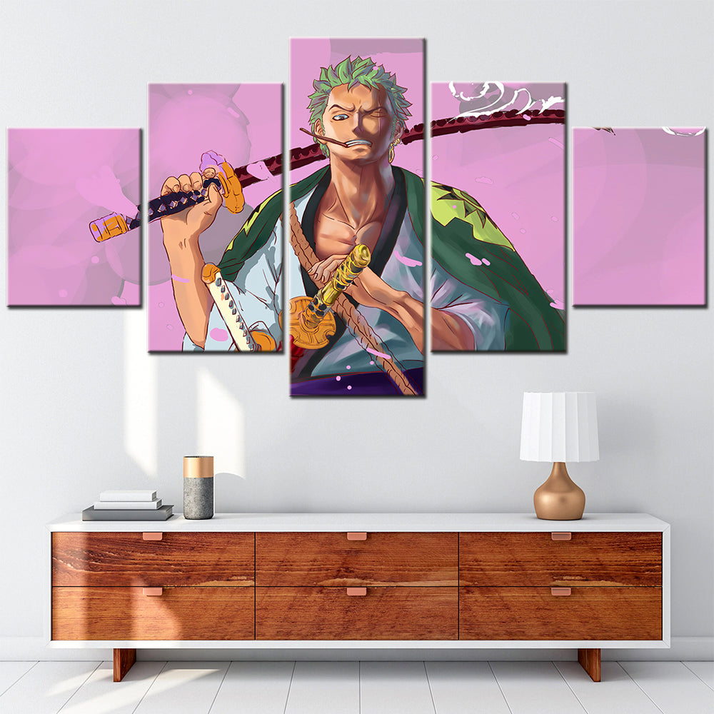 One Piece - 5 Pieces Wall Art - Roronoa Zoro 7 - Printed Wall Pictures Home Decor - One Piece Poster - One Piece Canvas