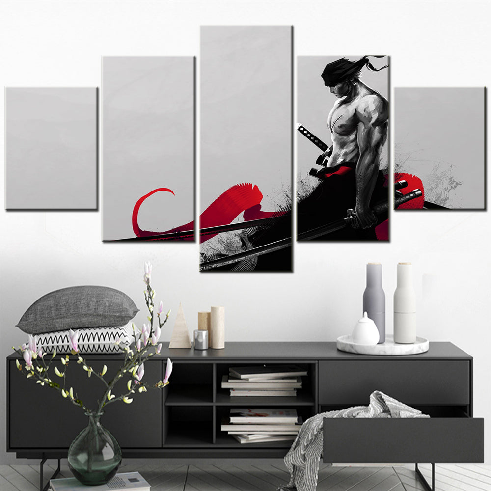 One Piece - 5 Pieces Wall Art - Roronoa Zoro 8 - Printed Wall Pictures Home Decor - One Piece Poster - One Piece Canvas