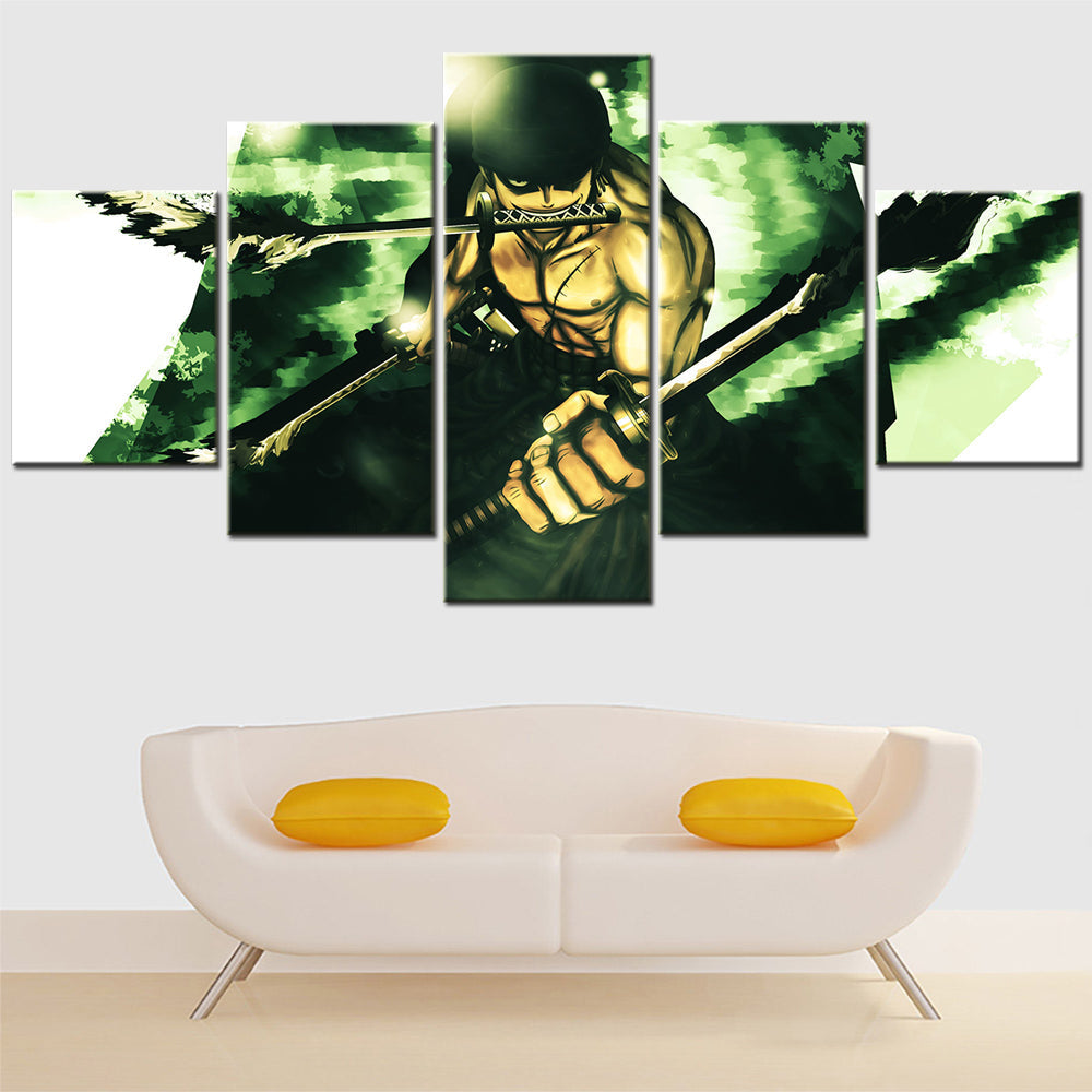 One Piece - 5 Pieces Wall Art - Roronoa Zoro 10 - Printed Wall Pictures Home Decor - One Piece Poster - One Piece Canvas