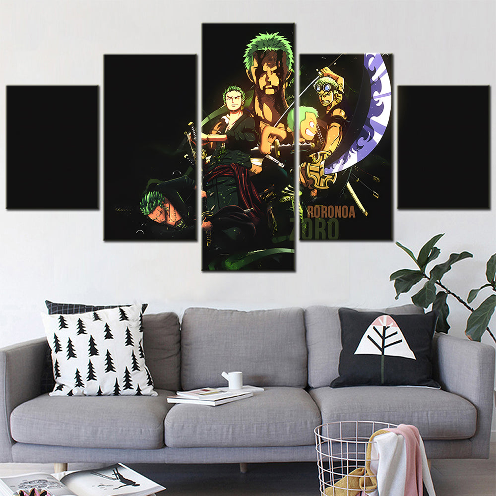 One Piece - 5 Pieces Wall Art - Roronoa Zoro 6 - Printed Wall Pictures Home Decor - One Piece Poster - One Piece Canvas