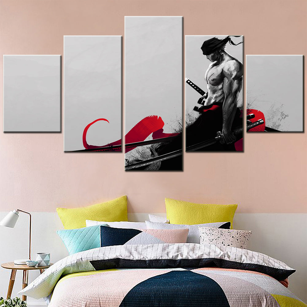 One Piece - 5 Pieces Wall Art - Roronoa Zoro 8 - Printed Wall Pictures Home Decor - One Piece Poster - One Piece Canvas