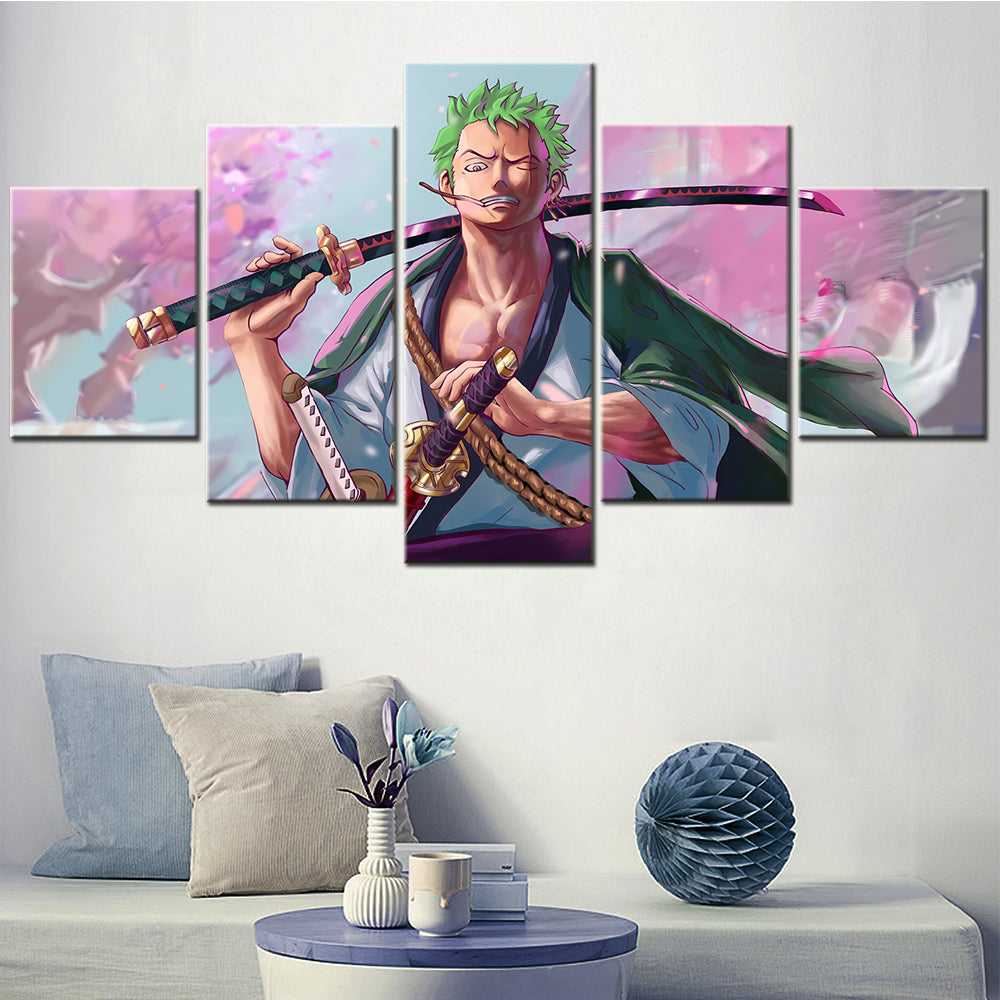 One Piece - 5 Pieces Wall Art - Roronoa Zoro 2 - Printed Wall Pictures Home Decor - One Piece Poster - One Piece Canvas