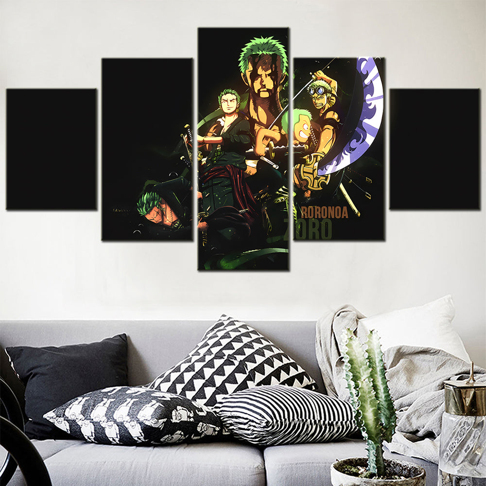 One Piece - 5 Pieces Wall Art - Roronoa Zoro 6 - Printed Wall Pictures Home Decor - One Piece Poster - One Piece Canvas