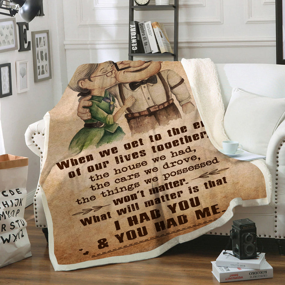 (C1) Carl & Ellie-UP (2009 film) - TO MY WIFE-I HAD YOU AND YOU HAD ME-BLANKET- CANVAS - POSTER -FAMILY- MICKEY-VIKING