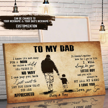 (CV48) TO MY DAD- I KNOW IT IS NOT EASY- SON- DRAGON BALL - GOKU - VIKING - CANVAS POSTER