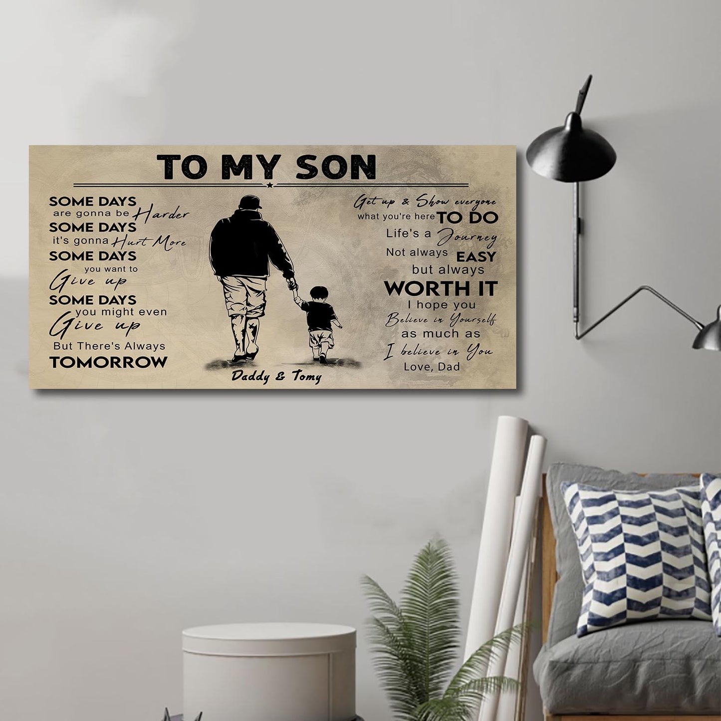 (CV41) TO MY DAD- SON- DRAGON BALL - GOKU - VIKING - BIKER- PICOLO- CANVAS POSTER